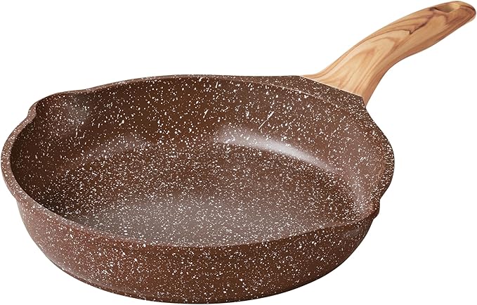 Pots and Pans Set Non stick 14-Piece Cast Aluminum Cookware Non Stick Kitchen Cooking with Frying Pans &amp cooking utensils set (Brown Speckle)