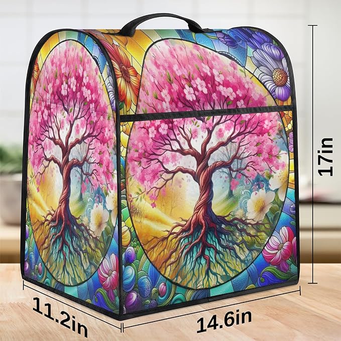 cfpolar Kitchen Aid Mixer Cover Compatible with 6-8 Quarts Tree Of Life Flower Stand Mixer Cover Kitchen Aid Mixers Accessories Appliance Organizer Bag Dust Covers with Zipper Pocket