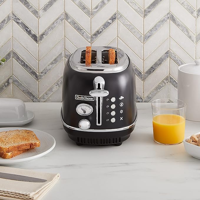 Chef'sChoice Toaster 2 Slice Gourmezza Stainless Steel with 5 Functions and 6 Shade Settings 900-Watts Black