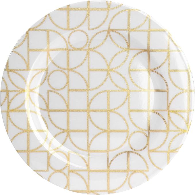 Gates Summer Bloom 12pc Dinnerware Set Gold 12 Pc Geometric Casual Round Piece