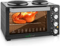 NutriChefKitchen 30 Quarts Kitchen Convection Oven - 1400 Watt Countertop Rotisserie Roaster Grill Top Rack Dual Hot Plates Toaster Baking Tray PKRTO29