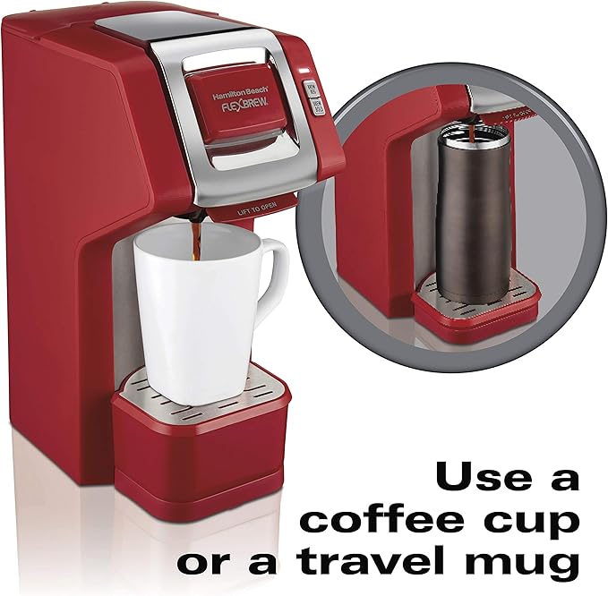 Hamilton Beach 49945 FlexBrew Single-Serve Coffee Maker Compatible with Pod Packs and Grounds 1 Cup Red