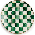 MACKENZIE-CHILDS Enamel Dinner Plate Decorative Dinnerware Plate 10 Inches Green-and-White Emerald Check