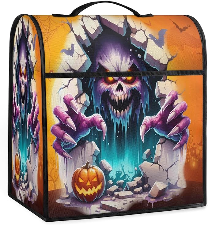 cfpolar Kitchen Aid Mixer Cover Compatible with 6-8 Quarts Halloween Grim Reaper Pumpkin Stand Mixer Cover Kitchen Aid Mixers Accessories Appliance Organizer Bag Dust Covers with Zipper Pocket