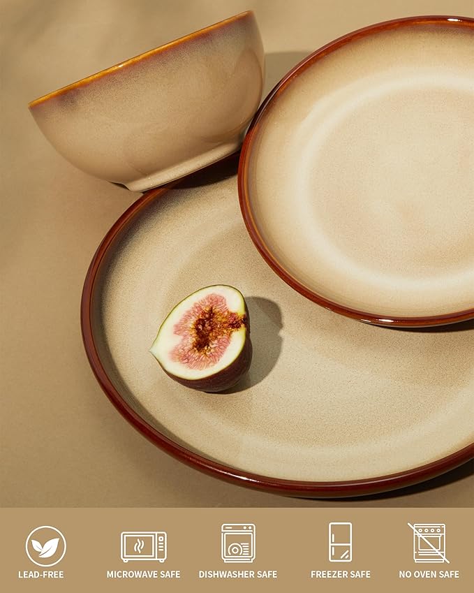 Dinnerware Sets for 8 Brown Yellow