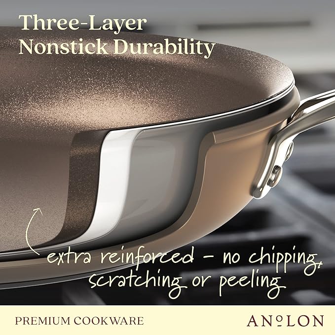 Anolon Ascend Hard Anodized Nonstick Saucepan/Saucepot and Lid - Good for All Stovetops (Gas Glass Top Electric &amp Induction) Dishwasher &amp Oven Safe with Stainless Steel Handle 4 Quart - Br