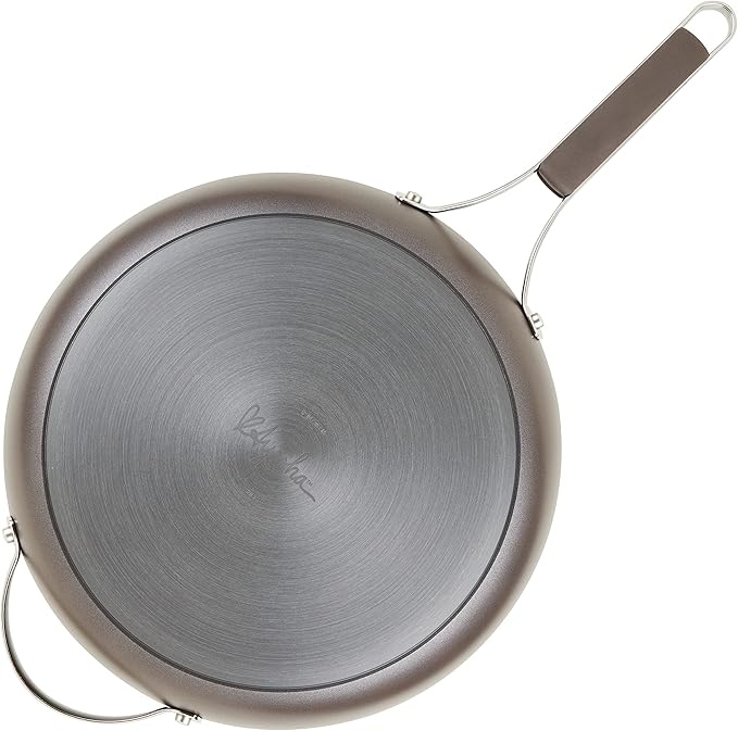 Ayesha Curry Kitchenware 80293 Professional Hard Anodized Nonstick Deep Frying Pan/Skillet with Lid and Helper Handle 12.25 Inch - Charcoal