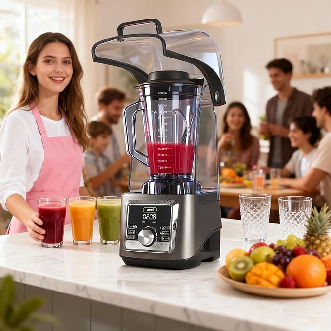 VONCI 2200W Commercial Blender With Sound Enclosure 135OZ Large Capacity Quiet Blender For Smoothies Heavy Duty Industrial Blenders For Restaurant Perfect For Kitchen Ice Crush Milk Shake Fruits