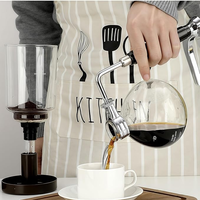 Borasilicate Glass Syphon Coffee Maker 5-Cup 600ml(20.3 oz)Vaccum Gravity Clear Coffee Tabletop Siphon Pot with Reusable Cloth Filter Coffee Brewer Hot Tea Maker Machine(Standard Edition)