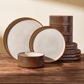 Stoneware Dinnerware Sets Handcrafted Double Reactive Glaze Plates and Bowls for Everyday &amp Formal Dining Microwave &amp Dishwasher Safe Scratch Resistant Dishes Service for 4 (12-Piece) Crea