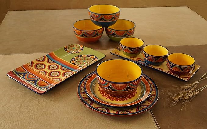 Bico Tunisian Ceramic 16 inch Oval Platter Microwave &amp Dishwasher Safe