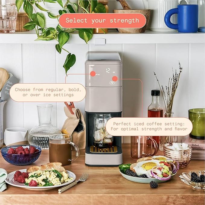 Perfect Grind™ Programmable Single Serve Coffee Maker White Icing by Drew Barrymore (Porcini Taupe)