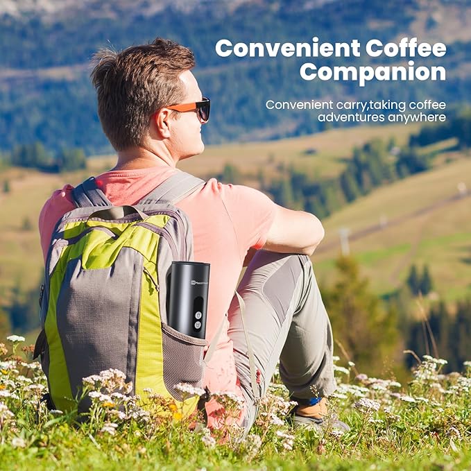 Maestri House 150W Espresso Maker with 2-3 Min Fast Self-Heating Portable Travel Espresso Coffee Machine with Bag Small Tea Cup Also Holder for NS Capsule &amp Ground Coffee for Car Camping RV Hi