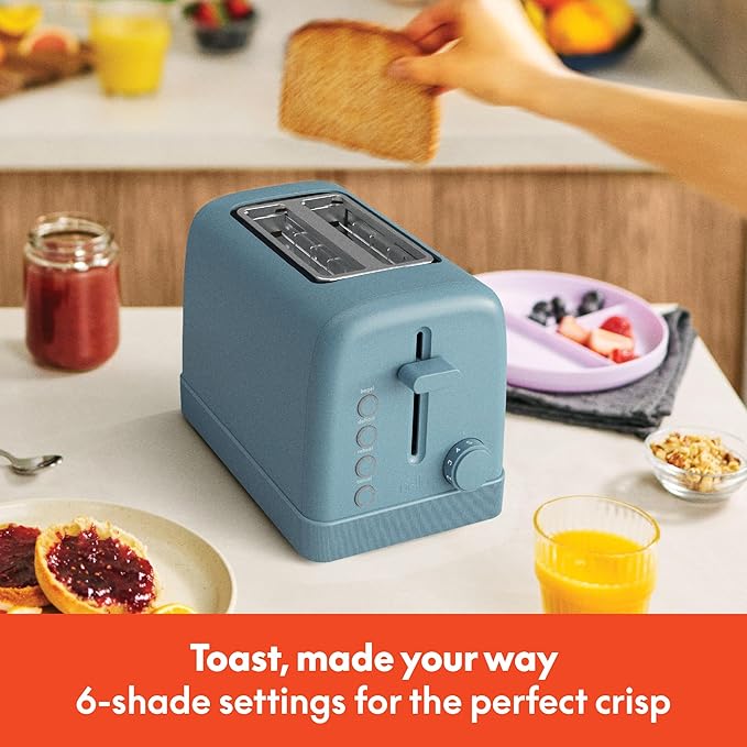 bella 2 Slice Toaster 6 Setting Shade Control w Reheat Cancel Bagel &amp Defrost Buttons Removable Crumb Tray Anti Jam &amp Auto Shutoff Auto Centering Guides &amp Cord Wrap 900 Watt Surf
