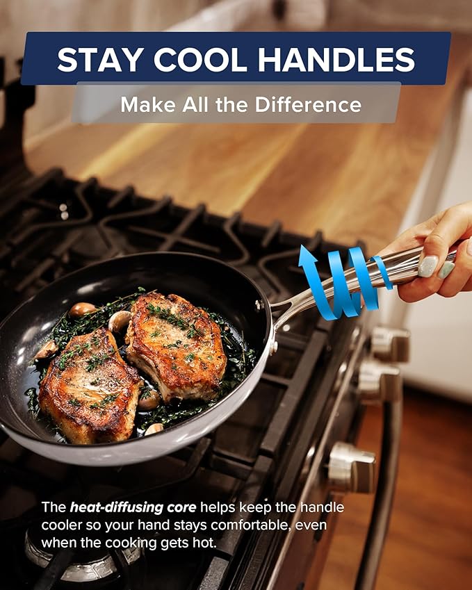 Nuwave Lux 13-Piece Premium Cookware Collection Next-Generation G11 Duralon Blue Ceramic Nonstick Ultra Durable PFAS-Free Lightweight &amp Works on All Cooktops