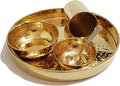 Pure Source India Hammered Brass Solid Dinner Thali Set -5 Pieces Gold Hammered