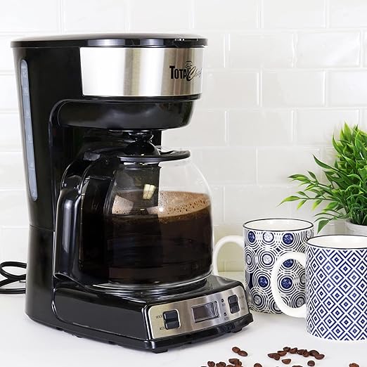 Total Chef Drip Coffee Maker - 12-Cup Programmable Coffee Machine With Glass Pot Pause and Pour Auto Shut-Off Large Water Reservoir Reusable Filter Dishwasher Safe Carafe Percoladora de Café