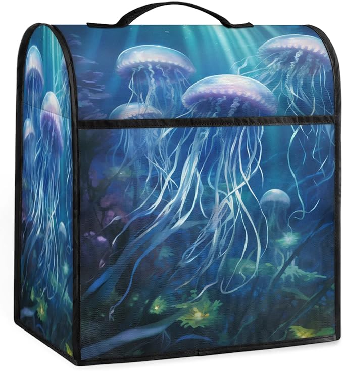 cfpolar Kitchen Aid Mixer Cover Compatible with 6-8 Quarts Blue Jellyfish Ocean Stand Mixer Cover Kitchen Aid Mixers Accessories Appliance Organizer Bag Dust Covers with Zipper Pocket