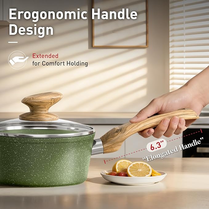 DishDelight Induction Pots and Pans Set Non Stick 12 Piece Nonstick Induction Granite Kitchen Cookware Sets Induction Cookware Nonstick Granite Cooking Set PFOA&ampPFOS Free Green