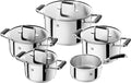 ZWILLING Cornelia Poletto 5-Piece Saucepan Set Suitable for Induction Cookers Stainless Steel with Glass Lid with Silicone Handles Silver