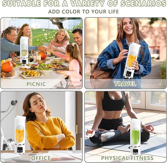 Portable Blender Personal Electric USB 500ML Portable juicer Shakes and Smoothies Blender Small Blenders Mixing Compact Convenient and Versatile White