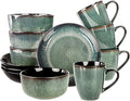 Dinnerware Sets(12Pcs) Serves for 4 Reactive Glaze Plates and Bowls Set with Mug8.3Salad Plates5.5bowls Modern kitchen tableware Microwave safe Set No.8