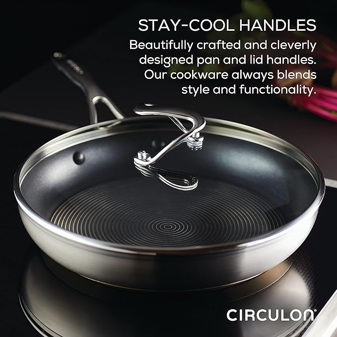Circulon Stainless Steel Cookware Pots and Pans Set with SteelShield Hybrid Stainless and Nonstick Technology