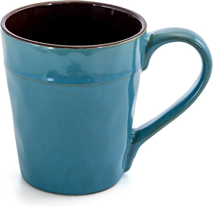 Elama Sea Glass 16 Piece Round Stoneware Dinnerware Set in Turquoise