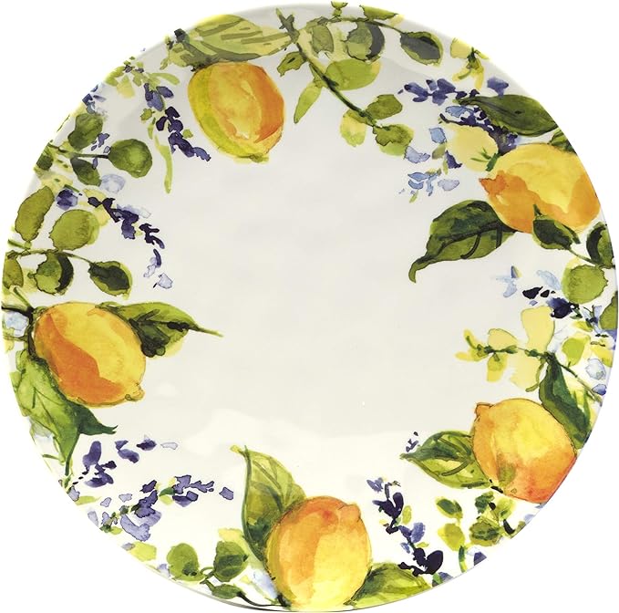Lemon Zest 12-Piece Melamine Dinnerware Set Service for 4 – Unbreakable Outdoor Plates &amp Bowls for Patio Dining Summer BBQs Poolside Meals Picnics Everyday Family Use &amp Entertaining