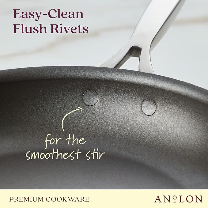 Anolon Ascend Hard Anodized Nonstick Frying Pan/Skillet - Good for All Stovetops (Gas Glass Top Electric &amp Induction) Dishwasher &amp Oven Safe with Stainless Steel Handle 12 Inch - Bronze