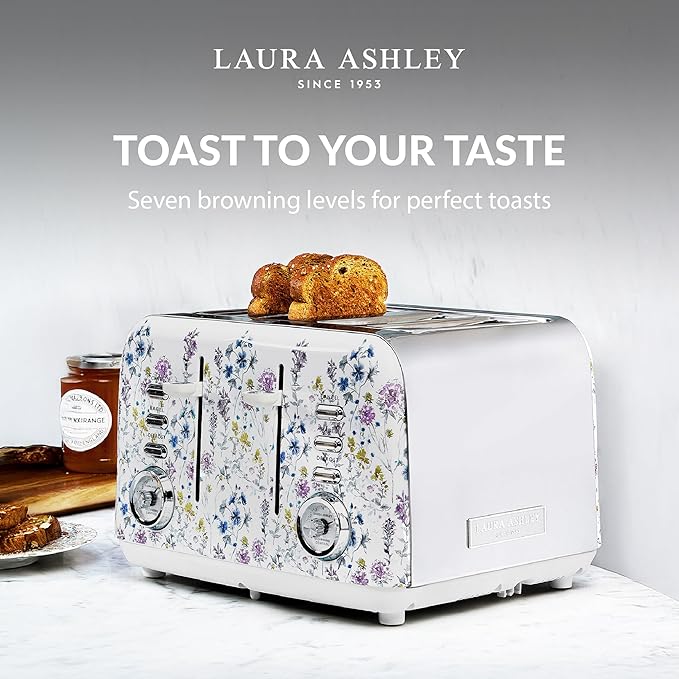VQ Laura Ashley Stainless Steel 4 Slice Toaster Wild Meadow