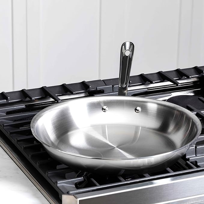 All-Clad D3® Stainless Steel 12 inch Frying Pan With Lid- Made in the USA- The Original Bonded Professional Cookware- Oven Safe &amp Induction Compatible