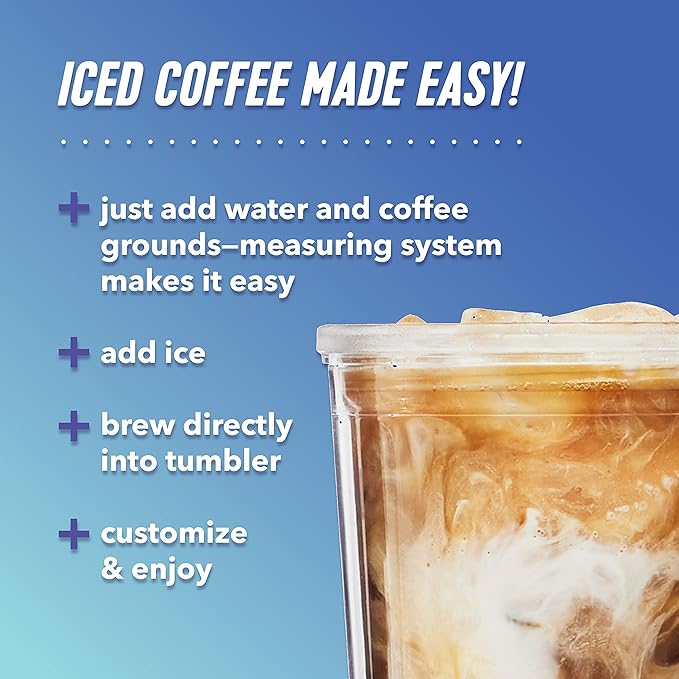 Mr. Coffee Iced Coffee Maker Single Serve Machine with 22-Ounce Tumbler and Reusable Coffee Filter Black