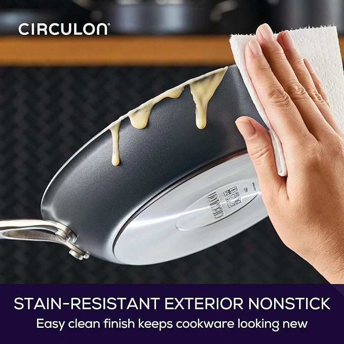 Circulon A1 Series with ScratchDefense Technology Nonstick Induction Frying Pans/Skillet Set 8.5 Inch and 10 Inch - Graphite Skillet Set (8.5 &amp 10)