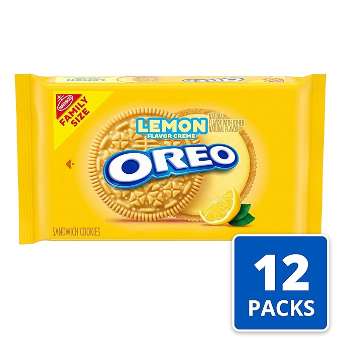 OREO Lemon Creme Sandwich Cookies Family Size 12 - 20 oz Packs