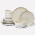 Ceramic Dinnerware Sets for 4 12 Pieces Embossed Stoneware Plates and Bowls Sets Scratch Resistant Dish Sets Distinctive Granulated Surface Housewarming Wedding Gift Brown