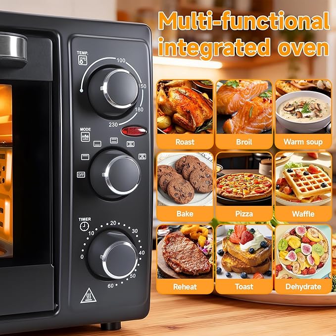 YOXIER 34QT Air Fryer Toaster Oven Combo - 1500W Multi-Functional Countertop Convection Oven &amp Airfryer with Rotisserie Dehydrator Crispy Roast Black Black