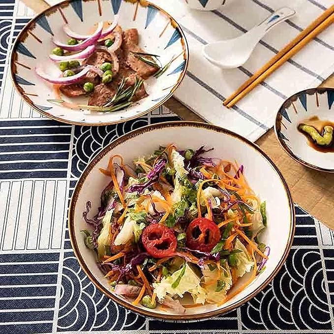Elegant Dinnerware Set Dinner Plates Bowls Set 28-Pieces Kitchen Ceramic Dinnerware Set Service For 6 Salad Bowls Plates Set Dishes/Table Service For Snack Salad Dess