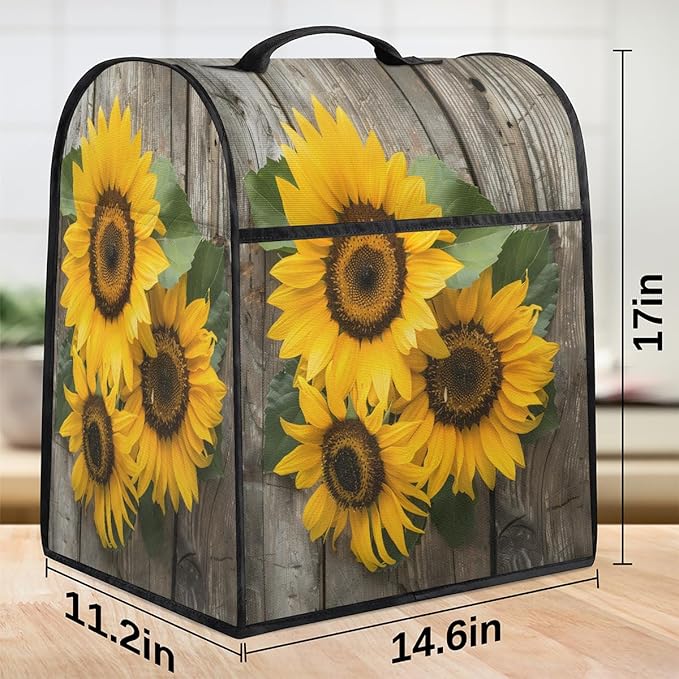 cfpolar Kitchen Aid Mixer Cover Compatible with 6-8 Quarts Floral Yellow Sunflower Stand Mixer Cover Kitchen Aid Mixers Accessories Appliance Organizer Bag Dust Covers with Zipper Pocket