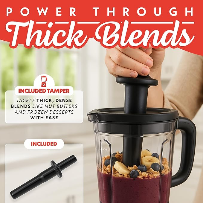 Gourmia Heavy Duty Countertop Blender – 2L BPA-Free Pitcher 1500W High-Speed Motor 45000 RPM 4 Presets Variable Speed Dial Built-In Tamper Dishwasher-Safe Parts Stainless Steel