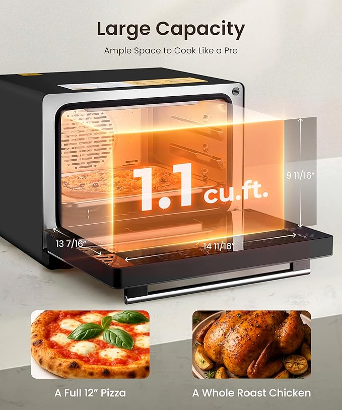 FOTILE HYZK32-E3-B ChefCubii 1.1 cu. ft. 4-in-1 Combi-Steam Oven with Steam-Bake Air Fry Convection Dehydrator Functions and 50 Preset Menus Black