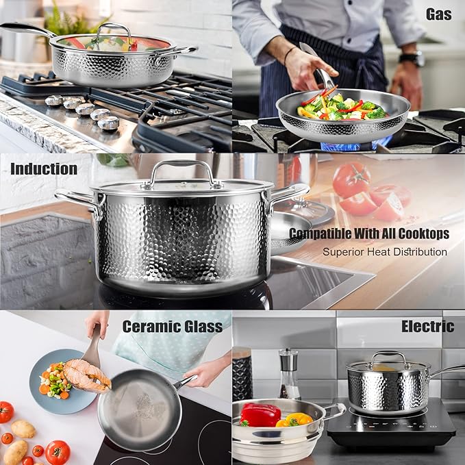 imarku Pots and Pans Set 14PCS Kitchen Cookware Sets &amp G14 Japanese Knife Set
