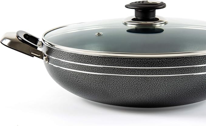 Cooking Pot Non-Stick Aluminium Wok Two Handles with LidFrying pan