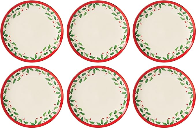 Lenox 893491 Holiday 6-Piece Accent Plate Set Christmas Dinnerware Hosting