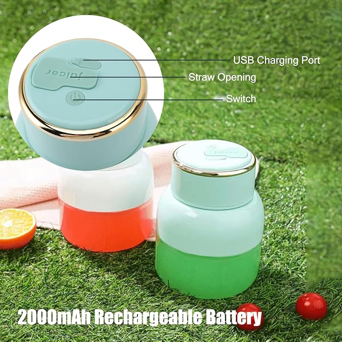 Portable Blender Cup USB Rechargeable 800ml Juice Blenders With 6 Blades Mini Blender Fresh Juicer Cup for Shakes and Smoothies Sports Travel Gym Office(Green)