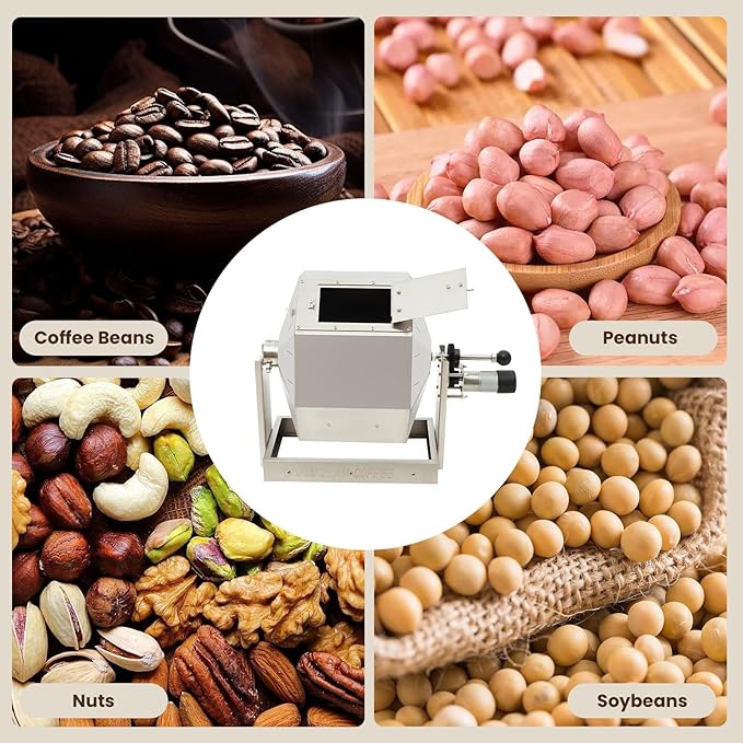 Coffee Bean Roaster 14.5L Gas Burner Drum Type Coffee Bean Baking Machine Stainless Steel Automatic Rotary Roasting Machine Peanut Roaster for Commercial and Home Use