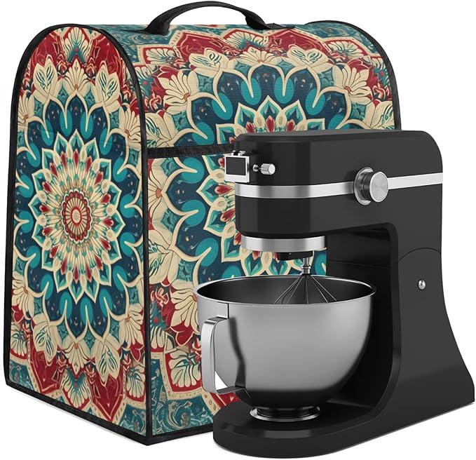 cfpolar Kitchen Aid Mixer Cover Compatible with 6-8 Quarts Ethnic Flower Mandala Stand Mixer Cover Kitchen Aid Mixers Accessories Appliance Organizer Bag Dust Covers with Zipper Pocket