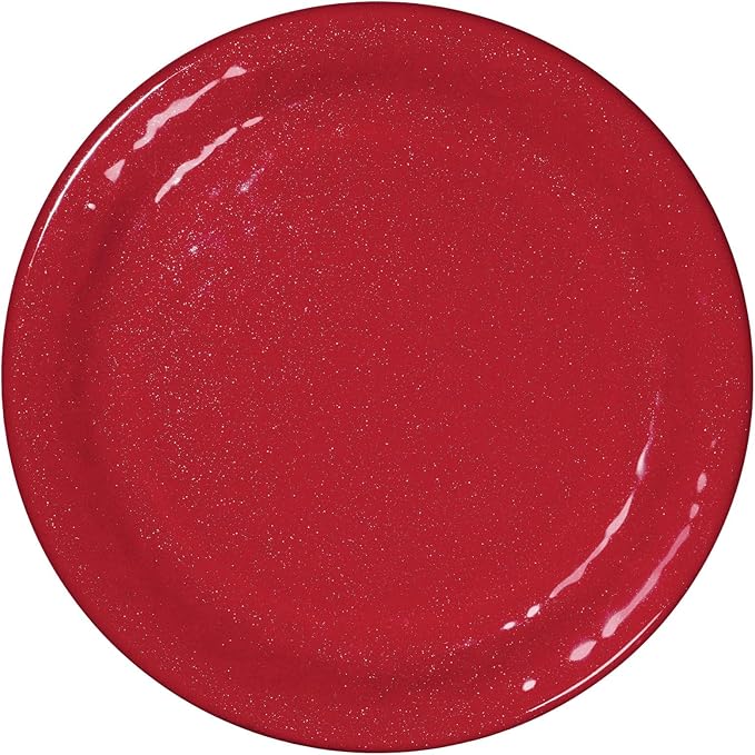 UPware 12 Piece Twinkle Dust Melamine Dinnerware Sets Outdoor Dishes Set Plates and Bowls Sets Christmas Decorations Service for 4 Red