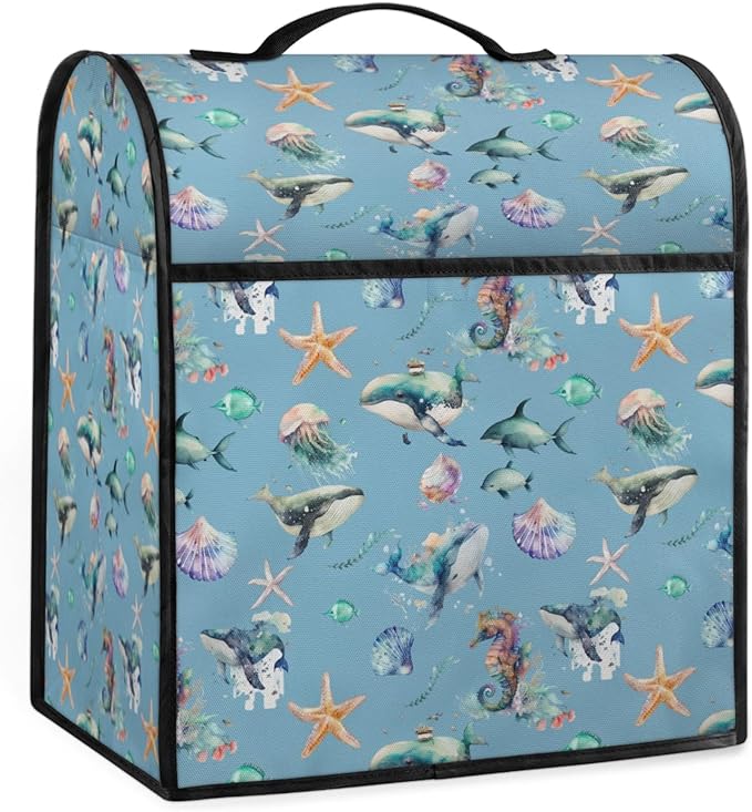 cfpolar Kitchen Aid Mixer Cover Compatible with 6-8 Quarts Summer Dolphin Starfish Stand Mixer Cover Kitchen Aid Mixers Accessories Appliance Organizer Bag Dust Covers with Zipper Pocket