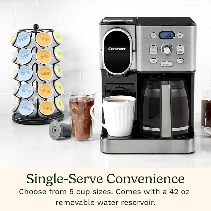 Cuisinart 12-Cup Coffee Maker Single-Serve Brewer Glass Carafe Automatic Hot &amp Iced Coffee Machine Brew Strength Control and Pause SS-16 Stainless Steel